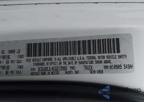 2016 Ram 2500 Slt из США, поврежденный, VIN 3C6UR5JL4GG212992